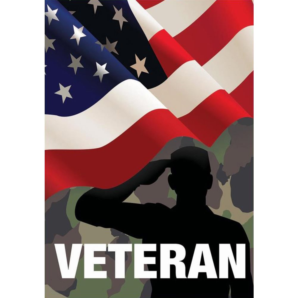 Flag Veterans - Full Round - Diamond Painting(30*40cm)