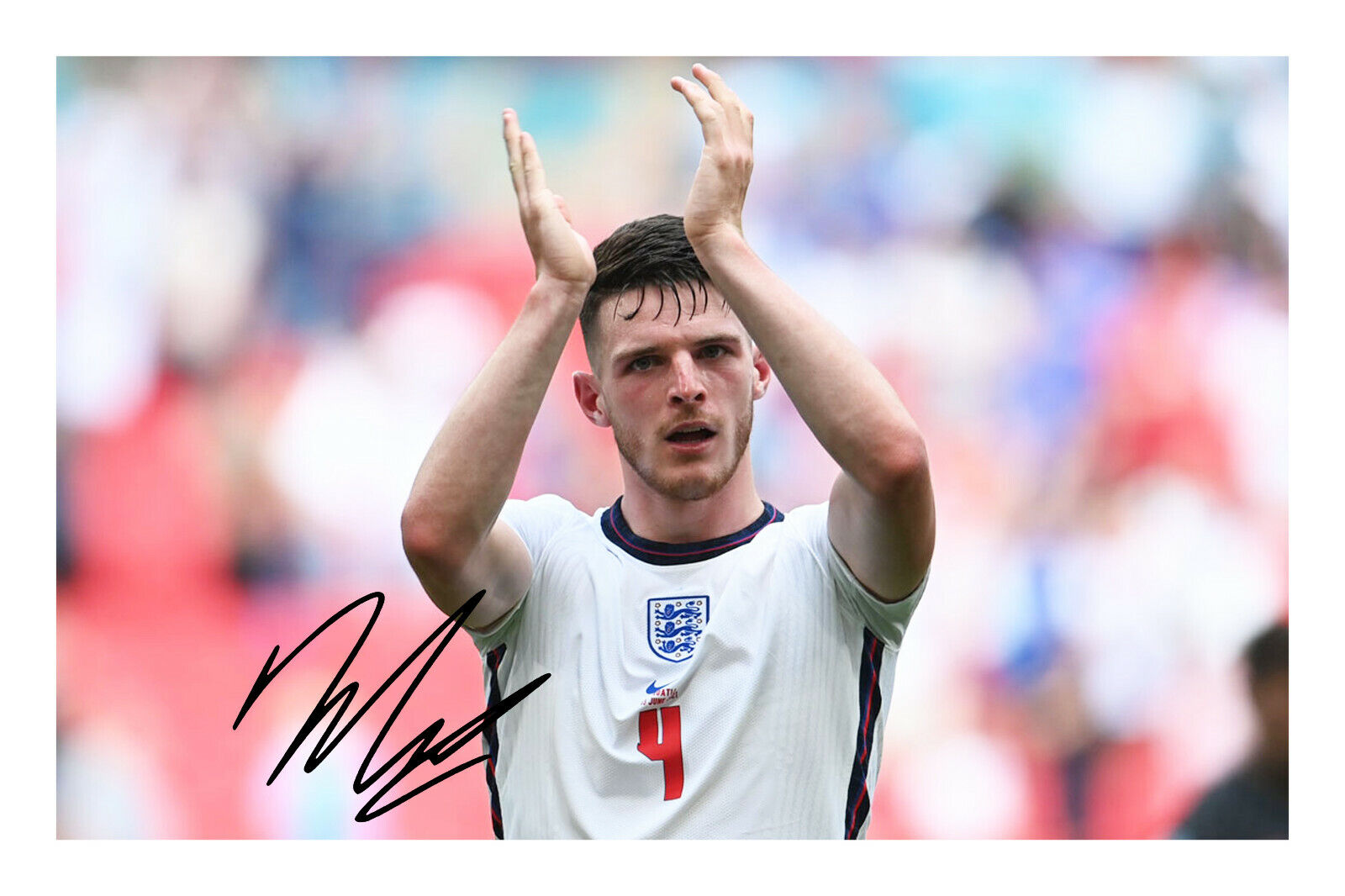 Declan Rice England Euro 2020 Signed A4 Photo Poster painting Print 2021