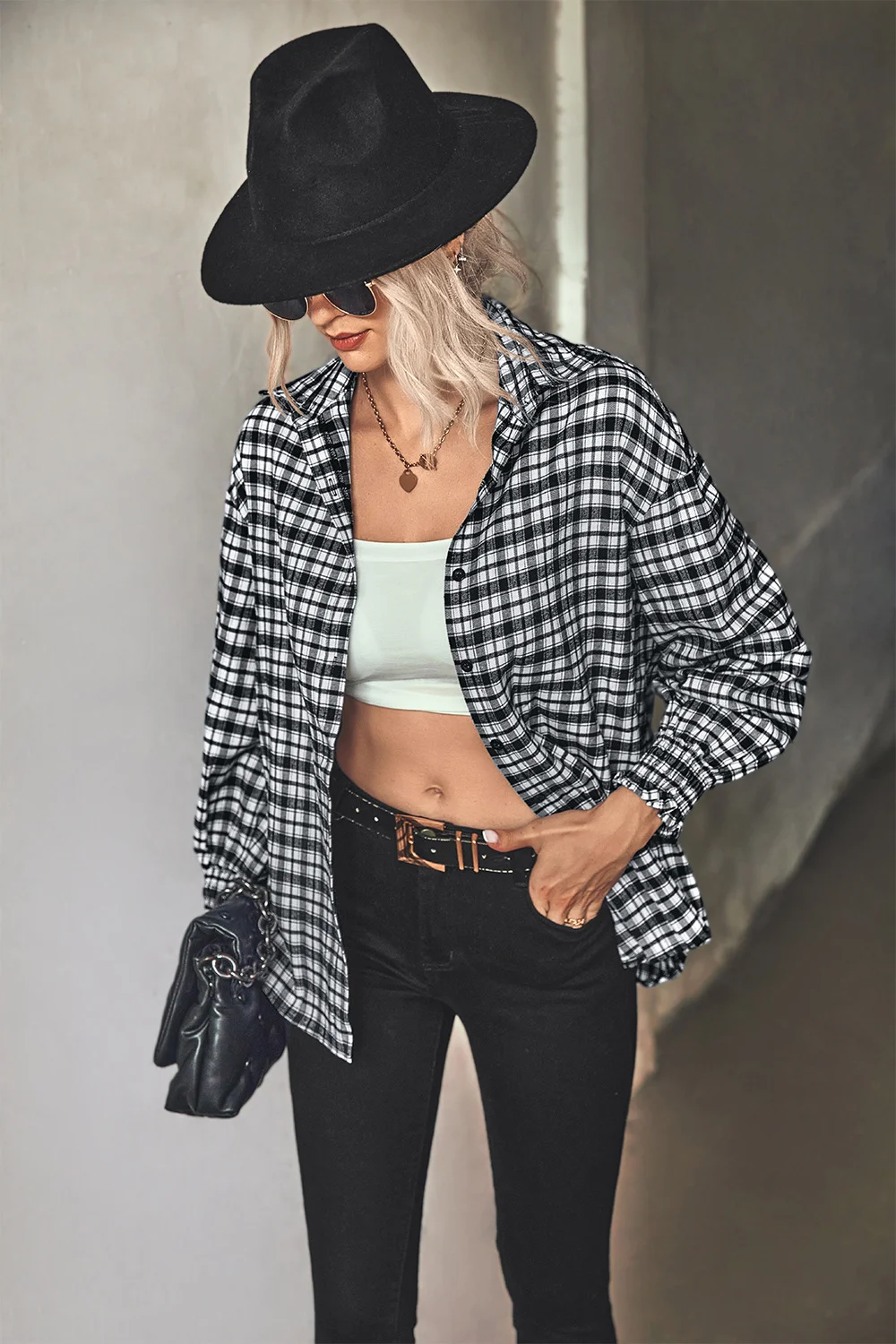 Loose Casual All-match Plaid Outwear P13374