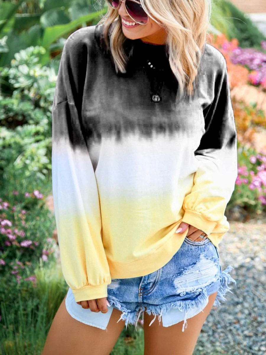 Round Neck  Long Sleeves Printed Sweatshirt