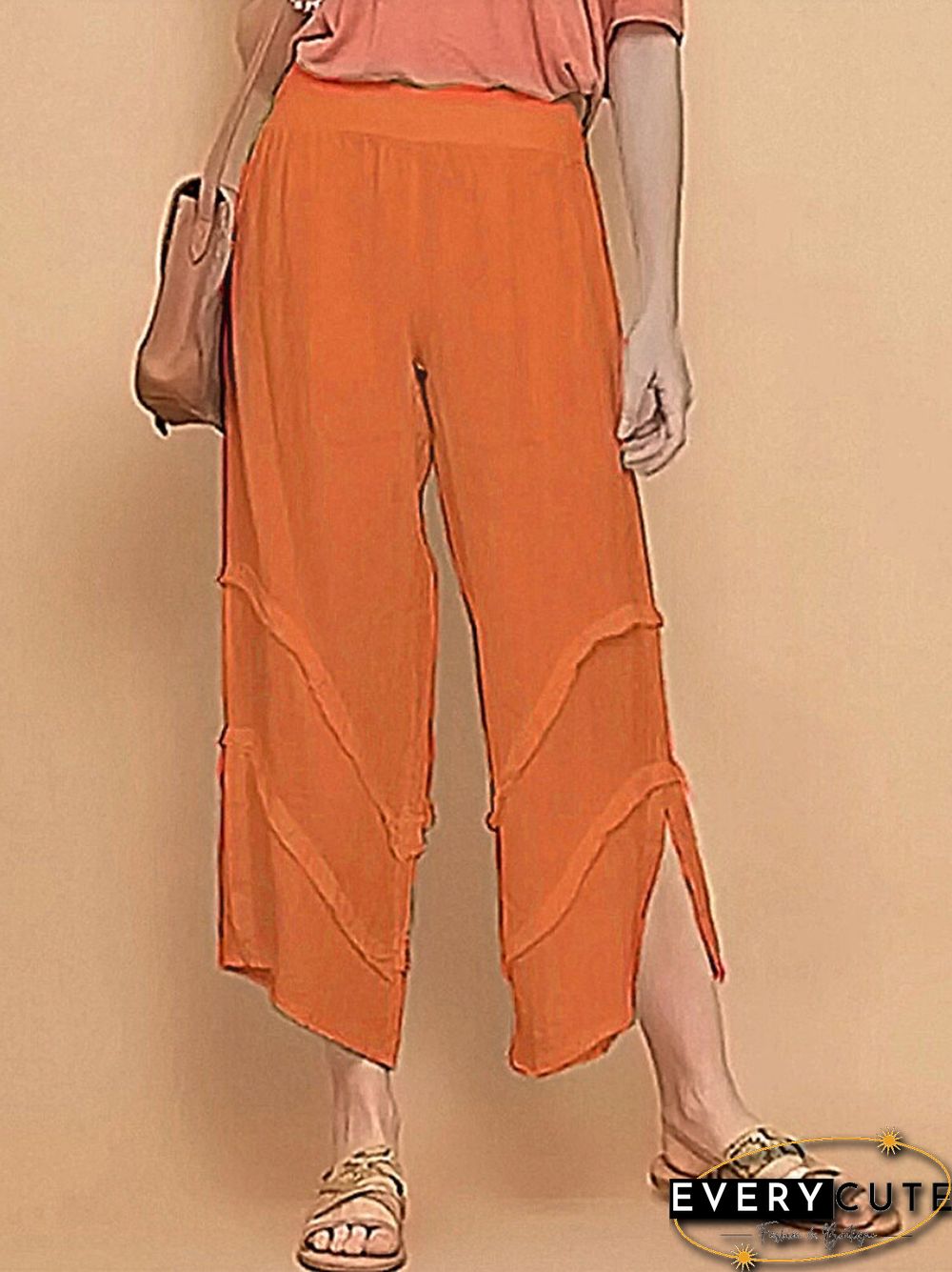 New Spring And Summer Thin Loose Casual Pants Solid Color Ruffled Cotton Linen Pocket Pants Women's Breathable And Comfortable