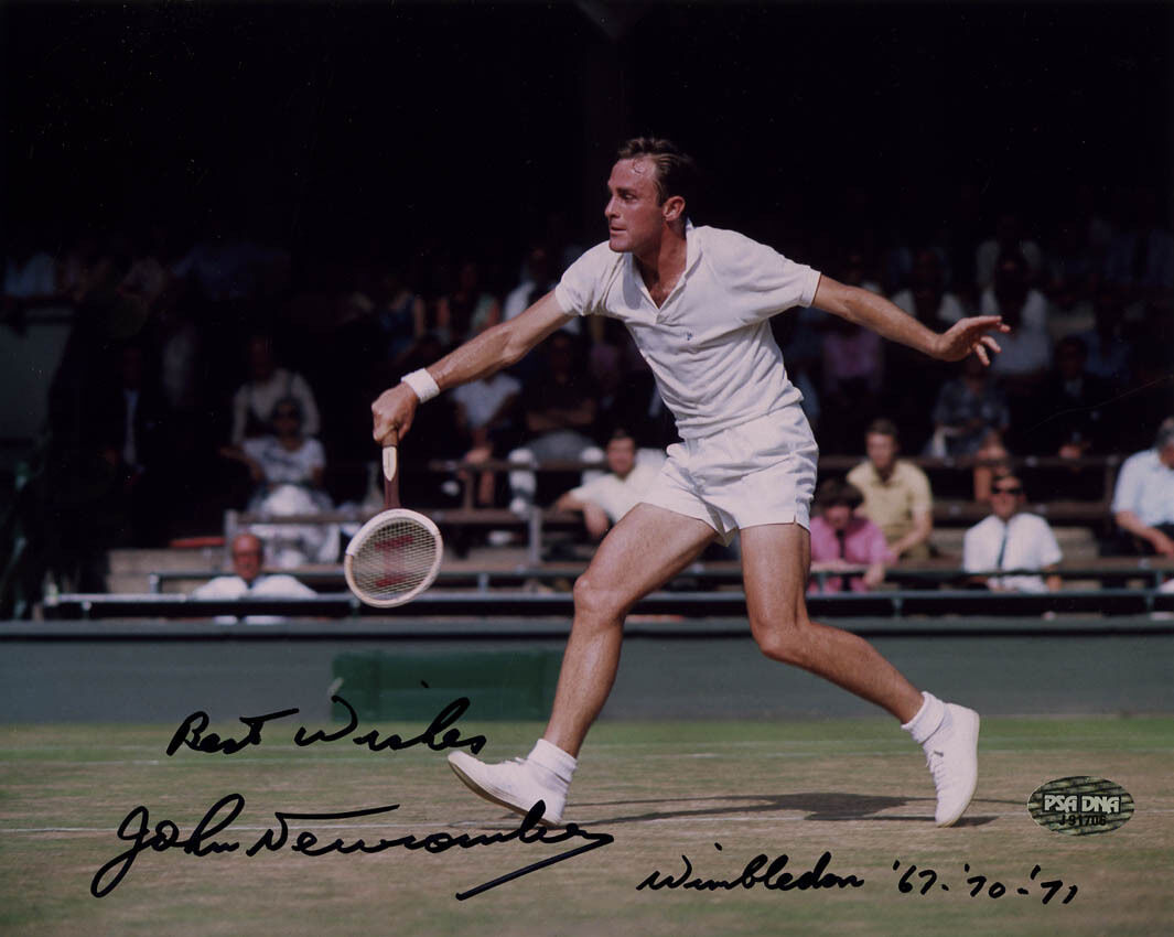 John Newcombe SIGNED 8x10 Photo Poster painting TENNIS LEGEND PSA/DNA AUTOGRAPHED