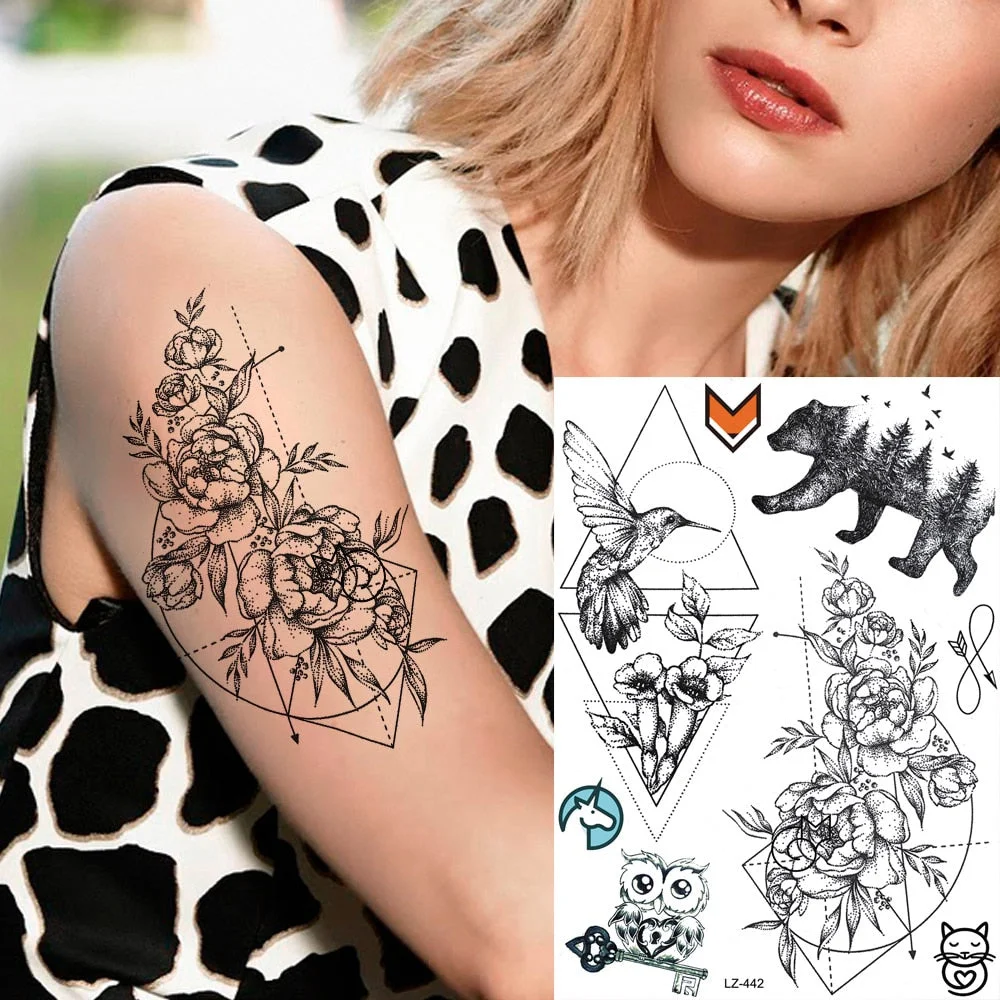 Watercolor Lavender Reed Morning Glory Flower Tattoos Temporary Women Sexy Custom Tattoo Stickers Flash Fake Girls Tato Ankle