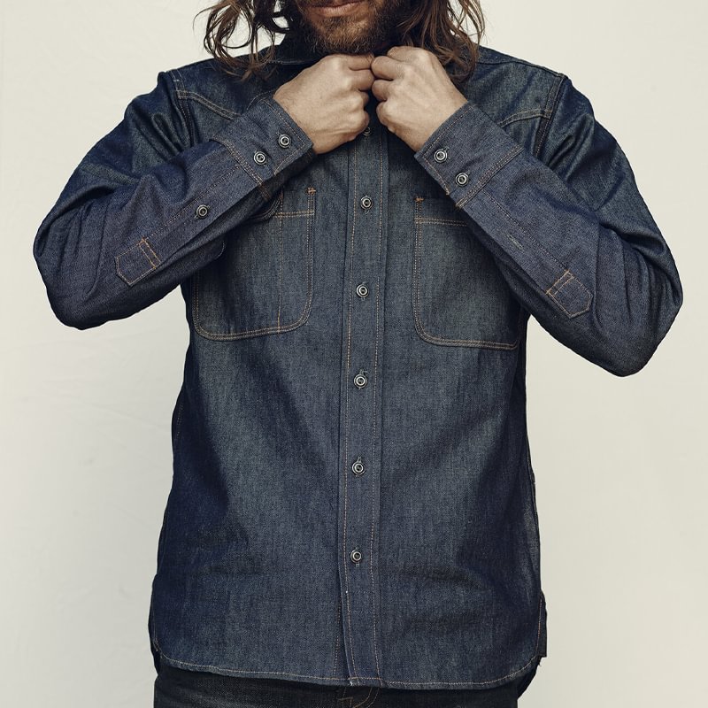 American Vintage Denim Long Sleeve Casual Shirt