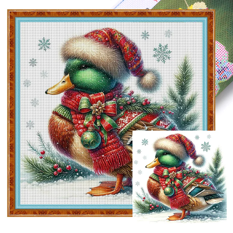【Huacan Brand】Winter Duck 18CT Stamped Cross Stitch 30*30CM