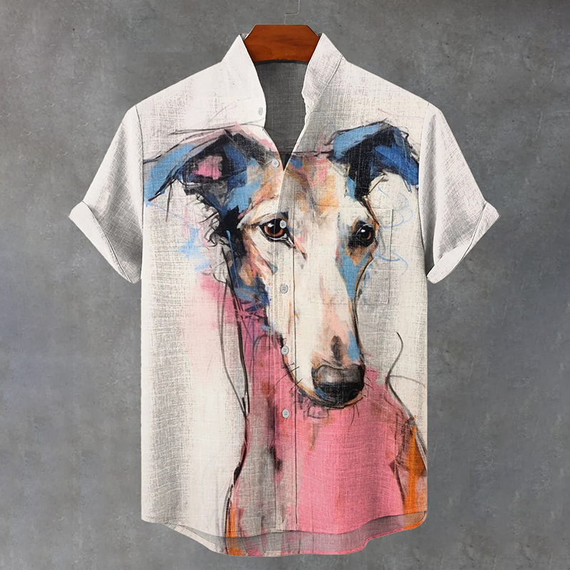 Men's Dog Pattern Art Print Casual Shirt  artssus