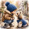 Shih Tzu and Boy-11CT Stamped Cross Stitch 40x40cm tapestrymarket