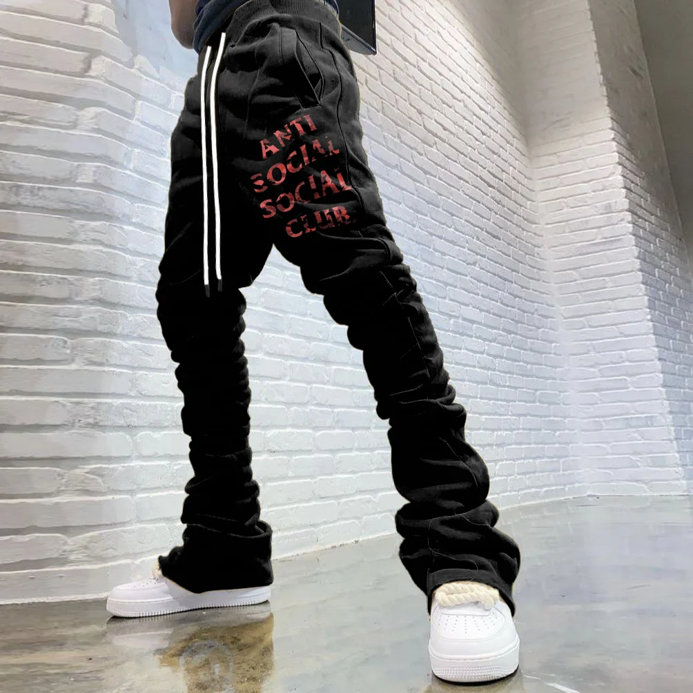 Fashion personality letter print casual trousers