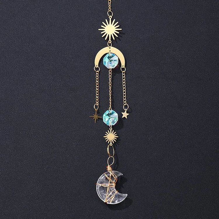 Sun And Moon Crystal Handmade Gemstone Ornament