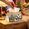 Snow Cabin DIY Pearl Diamond Painting PU Cover Tissue Holder Kit Pearl Art Painting Decoration for Home & Gifts