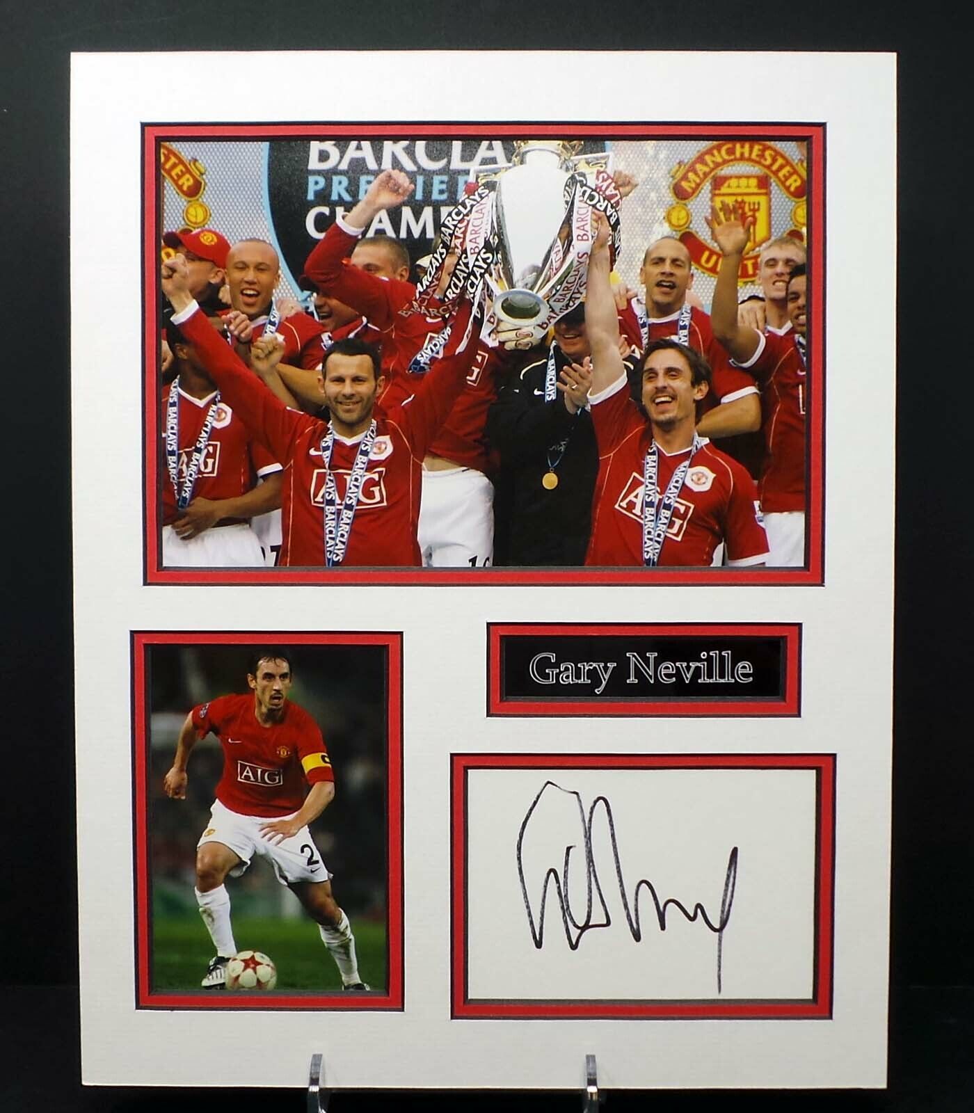 Gary NEVILLE Signed Manchester United Mounted Photo Poster painting Display 1 AFTAL RD COA