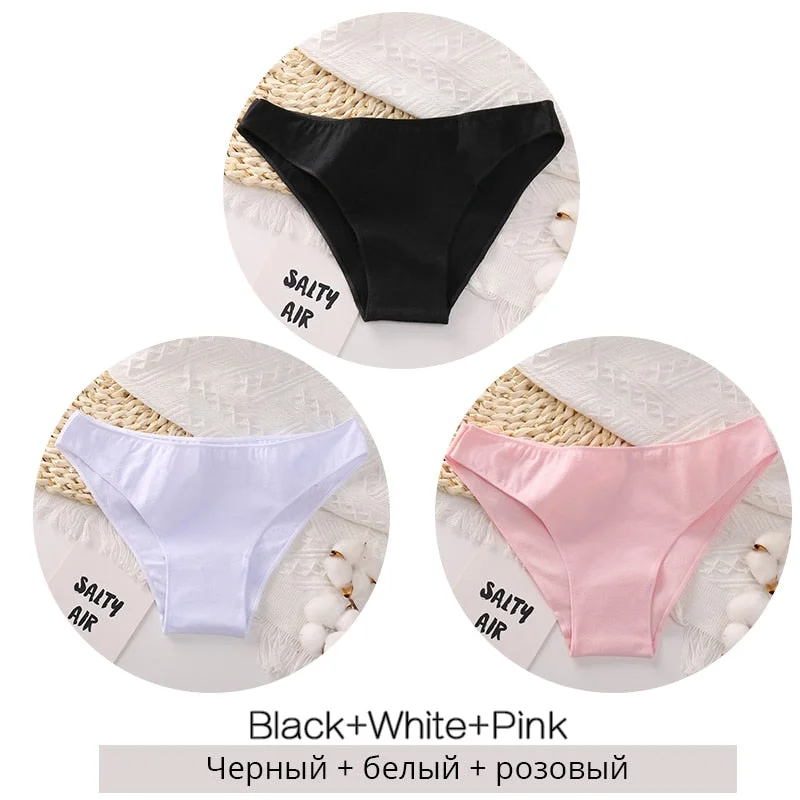 3PCS/Set Cotton Underwear Women M-2XL Comfortable Panties Ladies Plus Size Underpants Solid Color Briefs Female Lingerie