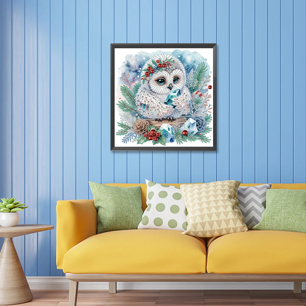 Diamond Painting - Partial Special Shaped Drill - Winter Owl(Canvas|30*30cm)
