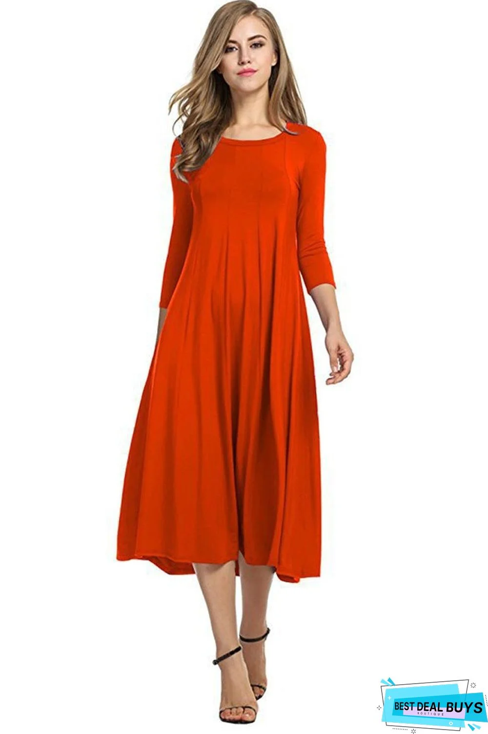 Casual Long Sleeve Pockets Casual Dress