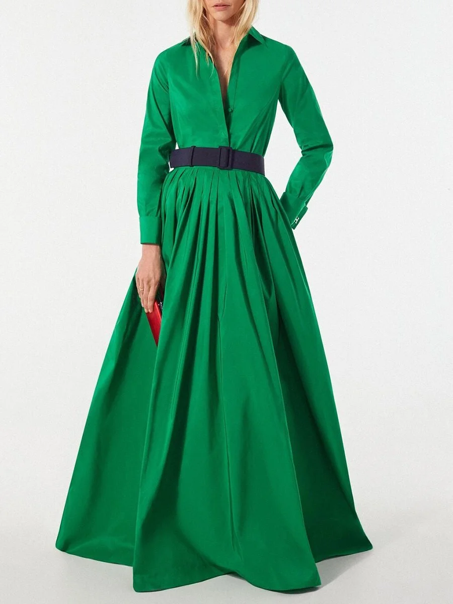 Solid Color Shirt & High Waist Skirt Two Piece Set