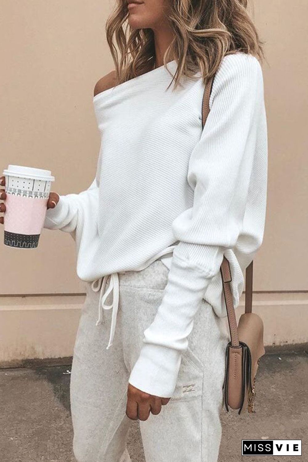 Fashion Sexy Solid Bateau Neck Tops(6 Colors)