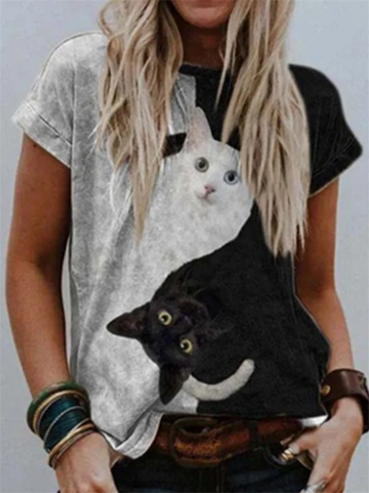 Black & White Cats Graphic T Shirt