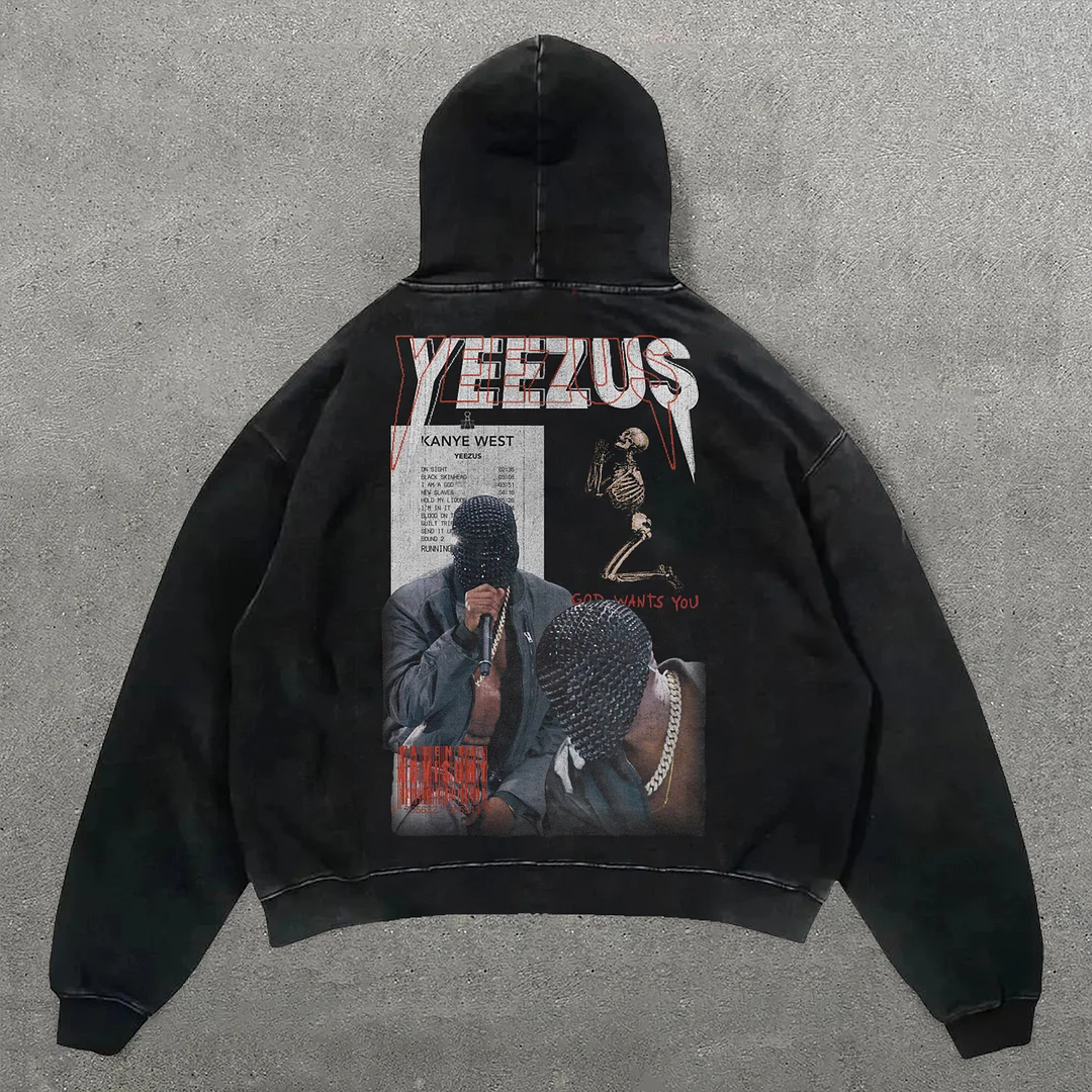 Kanye West Yeezus Print Long Sleeve Hoodies