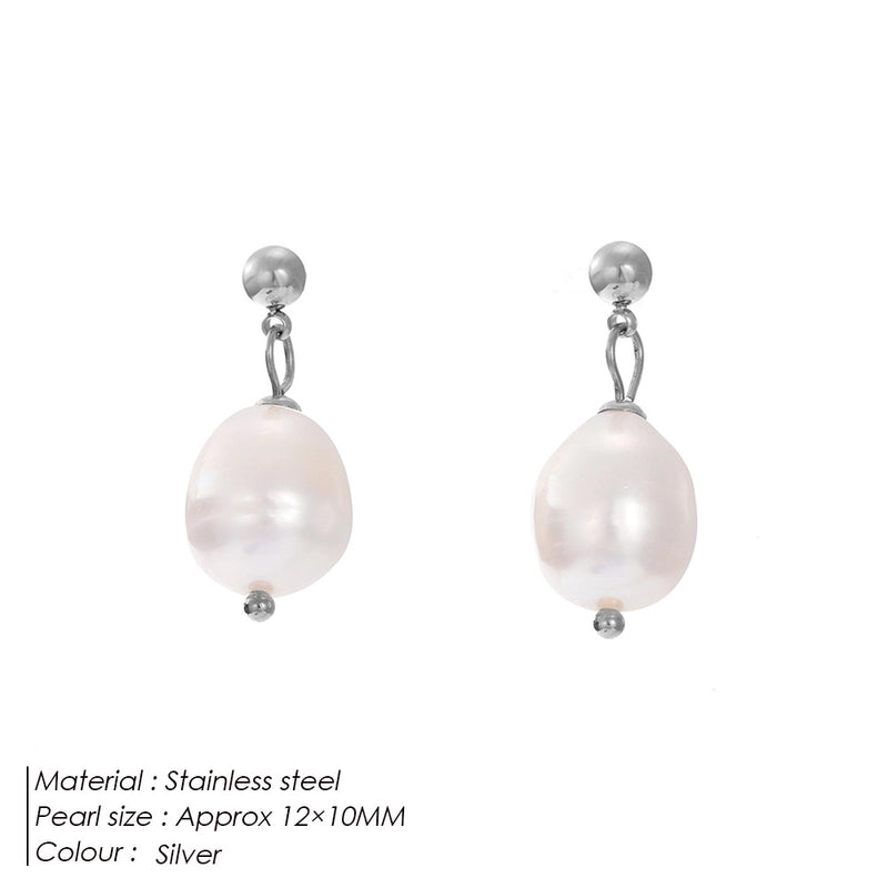 1 Pair Fashion Water Droplets Stainless Steel Freshwater Pearl Freshwater Pearl 14K Gold Plated Drop Earrings