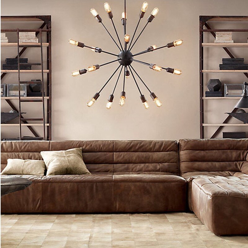 Vintage Retro Sputnik Chandeliers Metal E27 40W Hanging Lamp For Bedroom Living Room Dinning Room Indoor Lighting