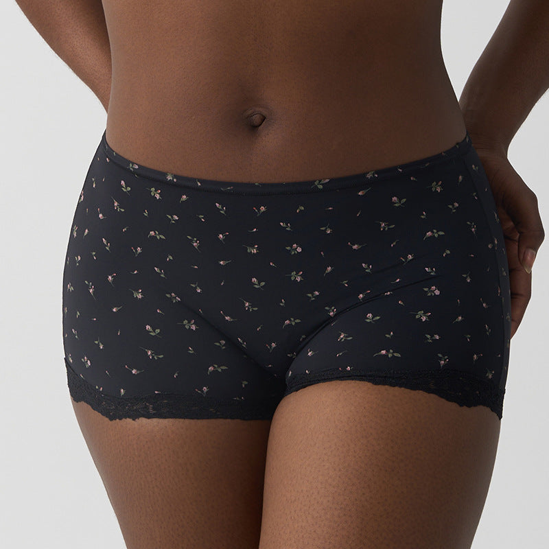 Lace Trimmed Floral Print Short