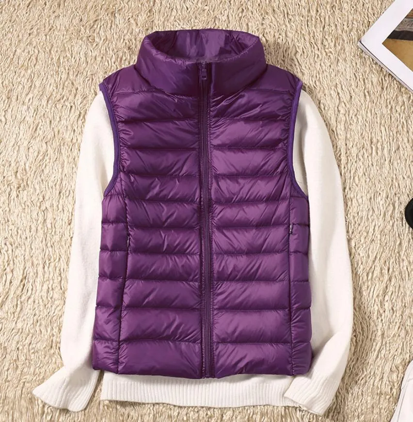 Ultra Light White Duck Down Women Vest short Jacket Autumn winter New Sleeveless Slim Portable Down Vest Coat Female Waistcoat