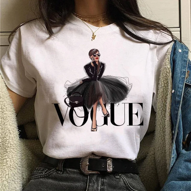 2021 New Vogue T Shirt Fashion Women Harajuku Ulzzang T Shirt Femal T Shirts Summer Tops 90s Girls Graphic Tee Woman Clothing