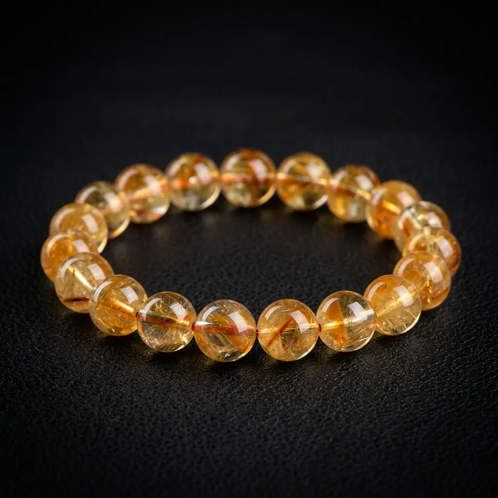 JiStones Eternal Radiance: Natural Brazilian Citrine Pyramid Bracelet Honey Gold (Brazilian Classic)-4mm Delicate Strand (approx. 85 beads)