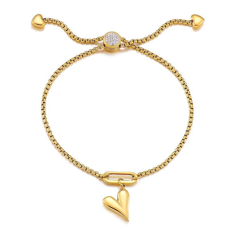 Women's Stainless Steel Slider Bracelet with Love Heart