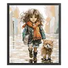 Girl And Dog-14CT Stamped Cross Stitch 42*48cm/16.54*18.9in