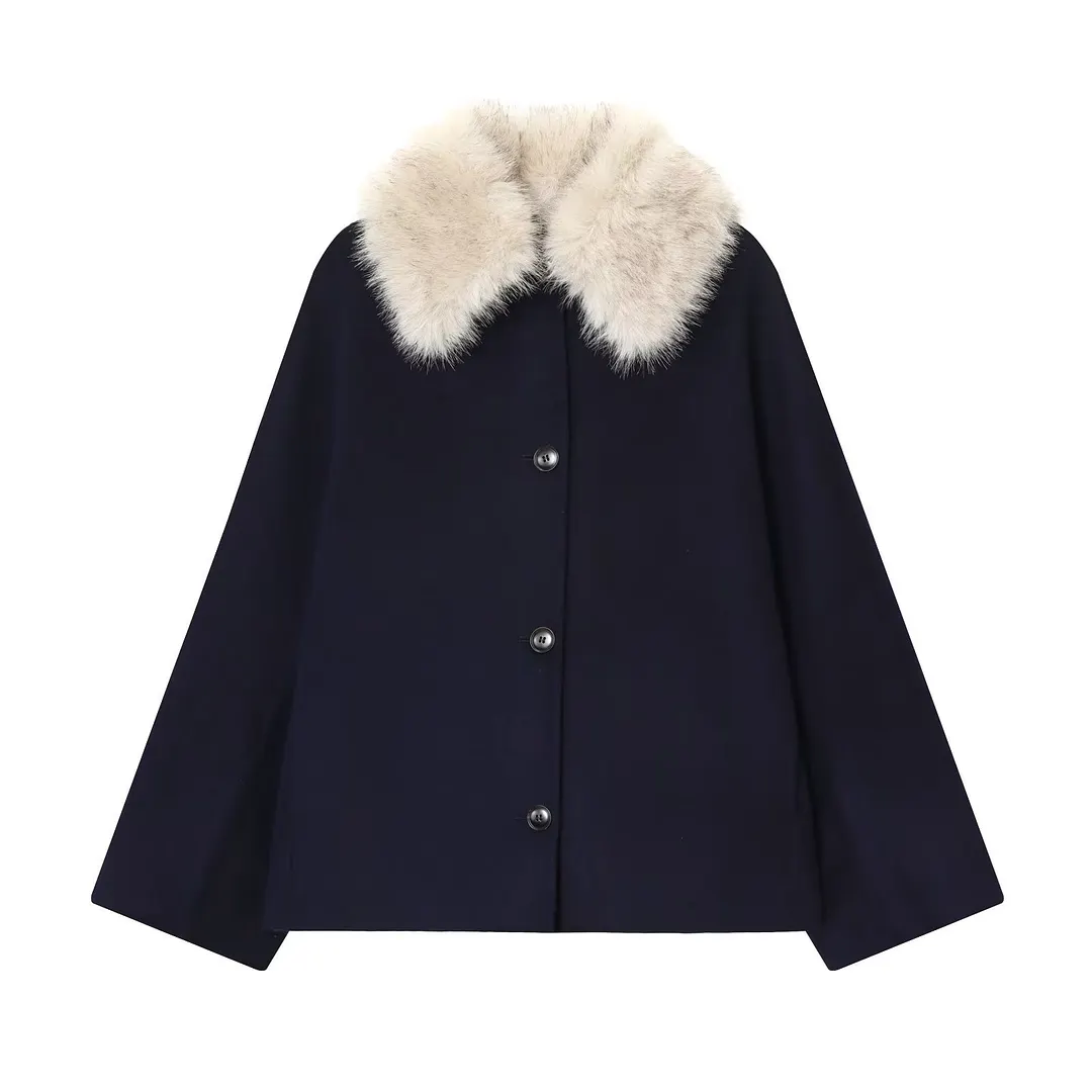 Nigikala Nigikala New Fashion Temperament Woman Made Fur Effect Necking Jacket 7522241