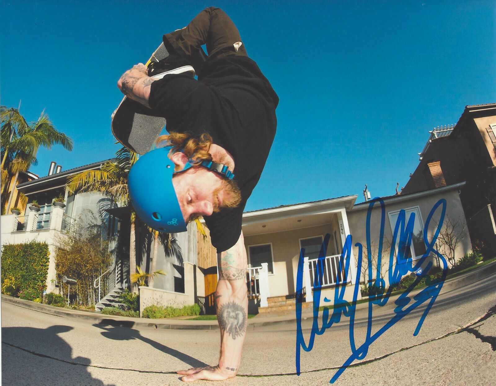 MIKE VALLELY SKATEBOARD LEGEND SIGNED 8X10 Photo Poster painting G w/COA BONES BRIGADE PROOF