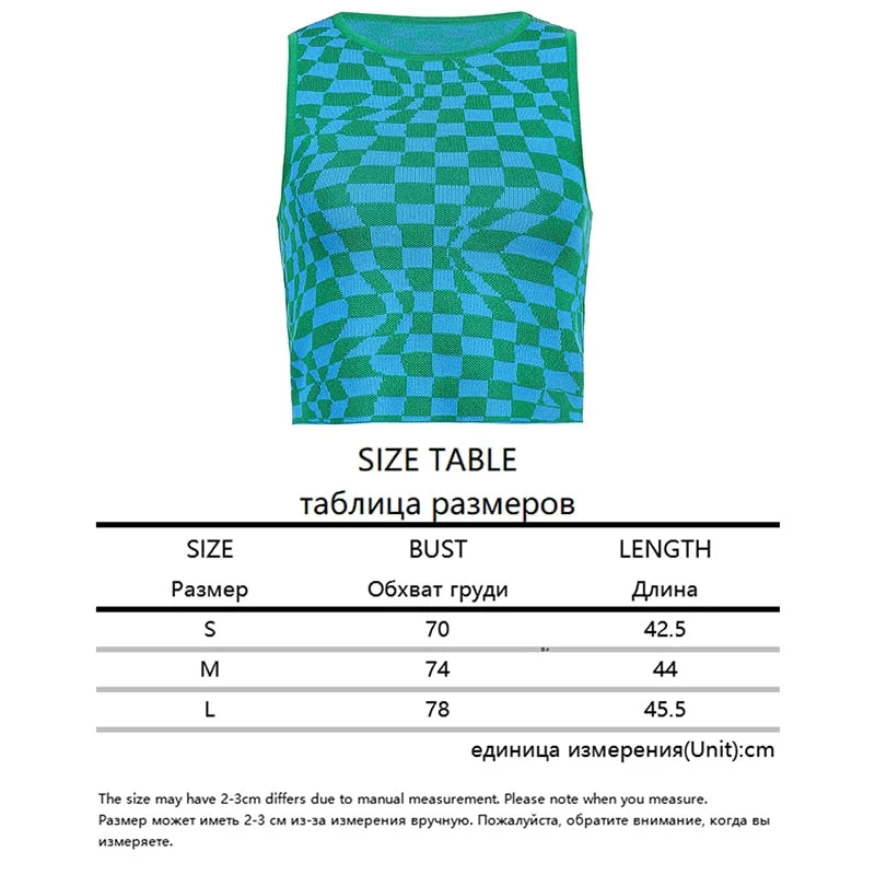 Rapcopter y2k Sweaters Plaid Patched Knitwear Sleeveless V Neck Knitted Tank Top Preppy Style Pullovers Crop Top Autumn Women