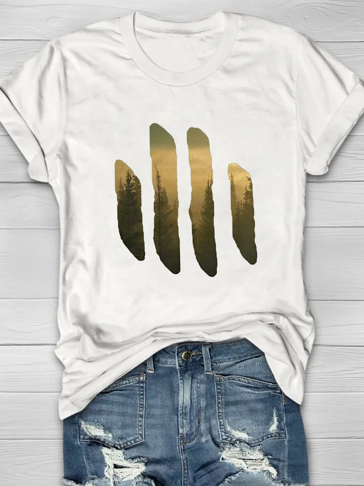 Eagerlys Outdoor Forest Printed Crew T-shirt Eagerlys