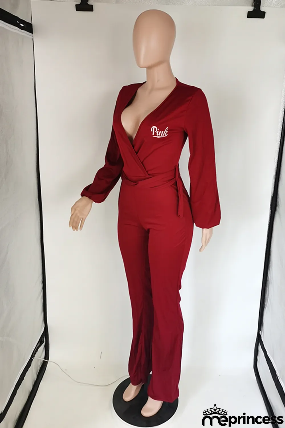 Black Casual Print Patchwork V Neck Skinny Jumpsuits