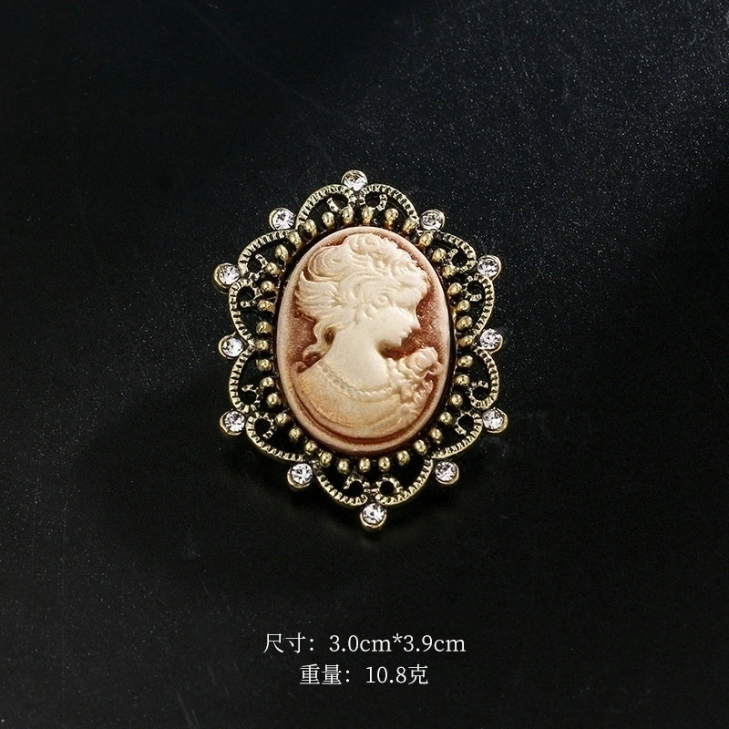 Retro Pin Portrait Alloy Plating Rhinestones Women’S Brooches