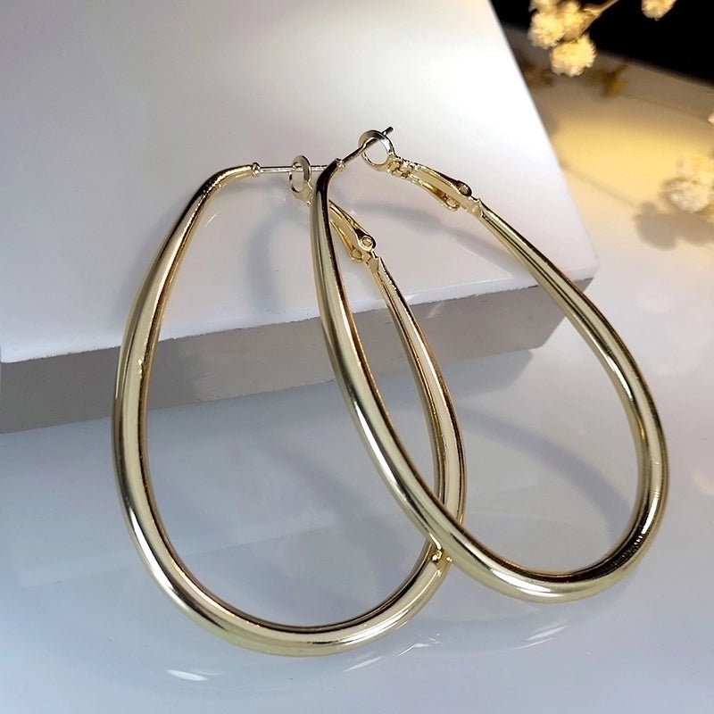 1 Pair Exaggerated Minimalist Oval Plating Copper Gold Plated Hoop Earrings