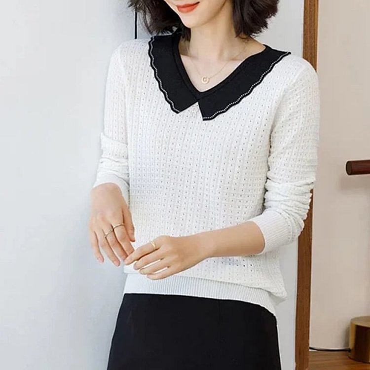 Cotton-Blend Casual Shift Knitted Shirts & Tops