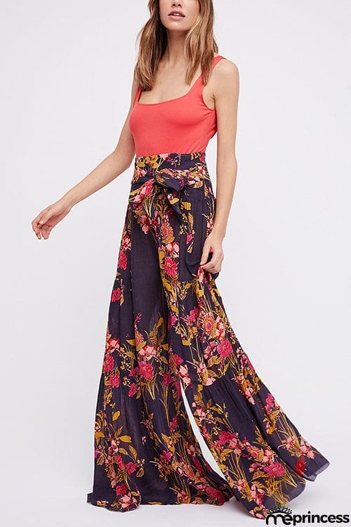 Print Belted Palazzo Pant