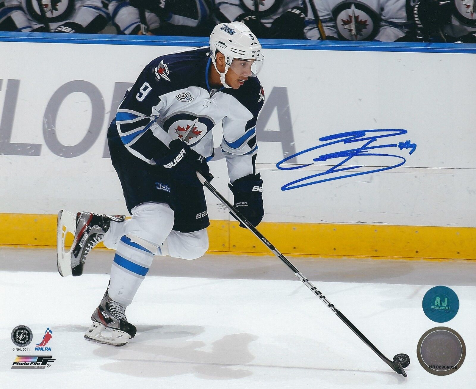 Autographed EVANDER KANE Winnipeg Jets 8x10 Photo Poster painting - COA