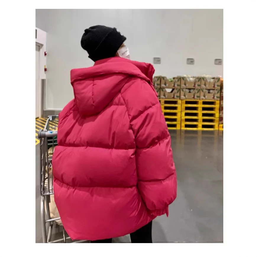 Woherb Down Cotton Jacket Female Oversize2024 Winter New Cotton-Padded Coat Korean Version Loose And Thick Cotton-Padded Jacket Bread Clothes-Outfit Ideas