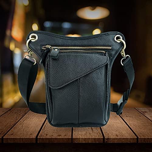 Genuine Leather Men's Drop Leg Pouch Tools Bags Tactical Leg Bag Purse Fanny Pack Thigh Bags Bike Cycling Hip Bag Waist Pack