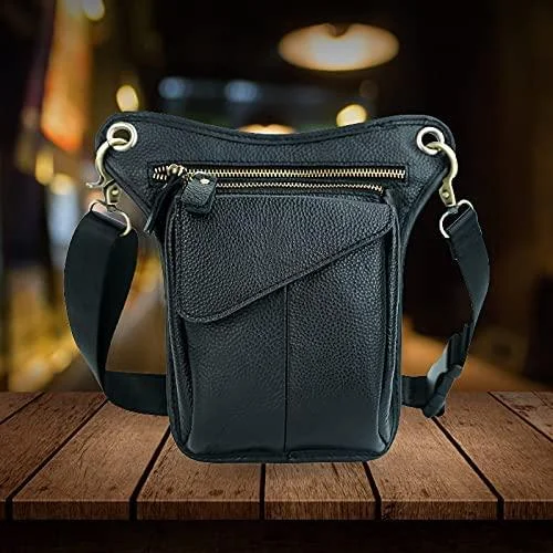 Genuine Leather Men's Drop Leg Pouch Tools Bags Tactical Leg Bag Purse Fanny Pack Thigh Bags Bike Cycling Hip Bag Waist Pack