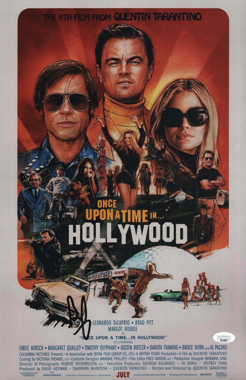 Brad Pitt Authentic Hand Signed 11x17 Once Upon a Time in Hollywood JSA COA