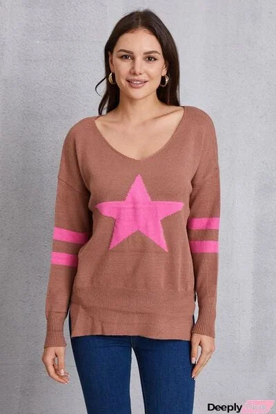 Star Scoop Neck Dropped Shoulder T-Shirt