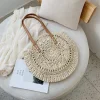 Hollow Flower Round Straw Bag