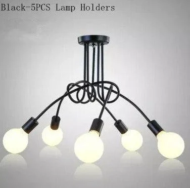 Vintage Industrial Loft Pendant Chandelier White Black 3 Lamps 5 Llamps Home Restaurant Light Fixtures
