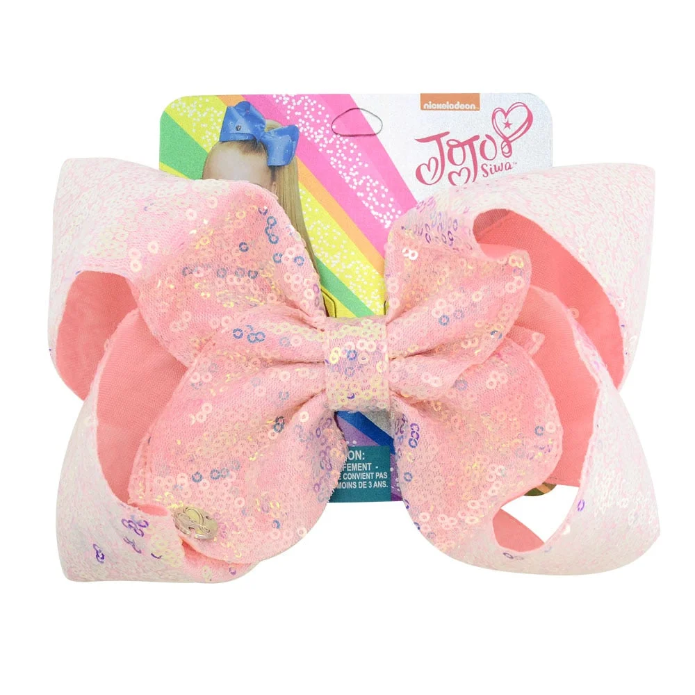 8" Sequin Rainbow JoJo siwa Bow With Hair Clip For Girls Kids Handmade Boutique Knot Jumbo Hair Bow Hairgrips Hair Accessories
