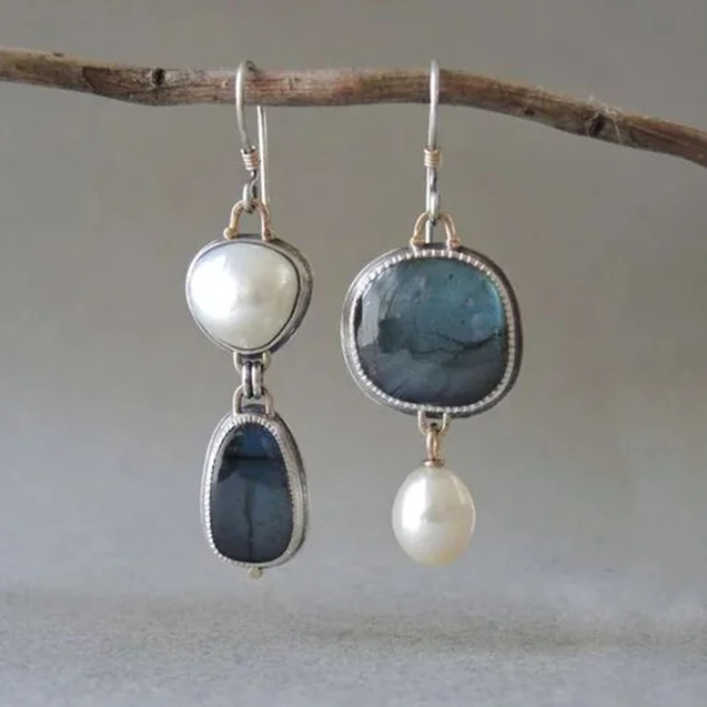 Vintage Blue Natural Stone Earrings