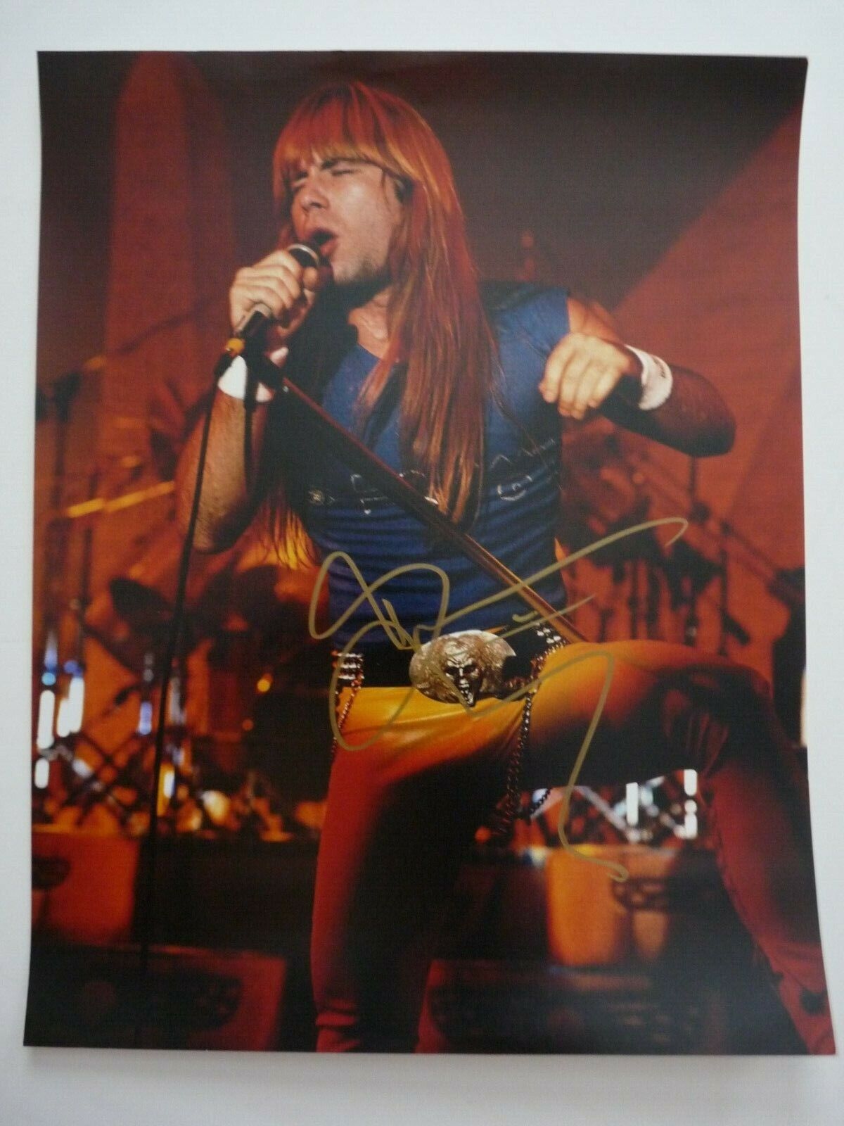 Bruce Dickinson Iron Maiden Signed Live Color 11x14 Photo Poster painting Beckett Certified #2